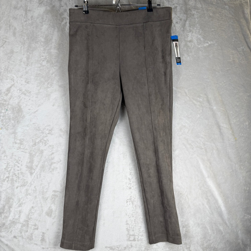 Andrew Marc Womens Faux Suede Front Seam Leggings Taupe Brown Size Large NWT